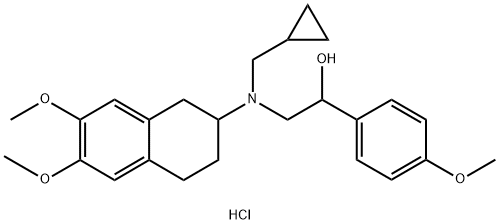 Benzenemethanol, α-[[(cyclopropylmethyl)(1,2,3,4-tetrahydro-6,7-dimethoxy-2-naphthalenyl)amino]methyl]-4-methoxy-, hydrochloride (1:1) Structure