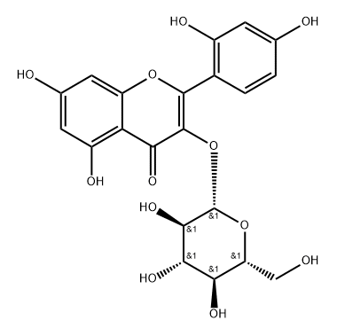 4H-1-Benzopyran-4-one, 2-(2,4-dihydroxyphenyl)-3-(β-D-glucopyranosyloxy)-5,7-dihydroxy- 구조식 이미지