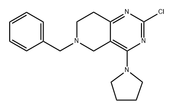 2-Chloro-5,6,7,8-tetrahydro-6-(phenylmethyl)-4-(1-pyrrolidinyl)pyrido[4,3-d]pyrimidine 구조식 이미지