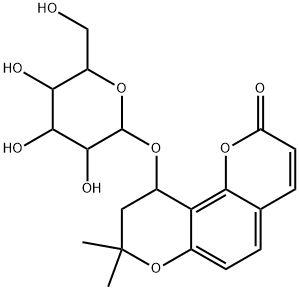 2H,8H-Benzo[1,2-b:3,4-b']dipyran-2-one, 10-(β-D-glucopyranosyloxy)-9,10-dihydro-8,8-dimethyl- (9CI) Structure