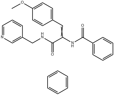 Benzamide, N-[2-(4-methoxyphenyl)-1-[[(3-pyridinylmethyl)amino]carbonyl]ethenyl]-, compd. with benzene (1:1) 구조식 이미지