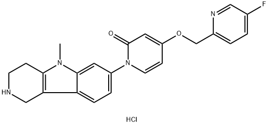 4-((5-fluoropyridin-2-yl)methoxy)-1-(5-methyl-2,3,4,5-tetrahydro-1H-pyrido[4,3-b]indol-7-yl)pyridin-2(1H)-one hydrochloride Structure