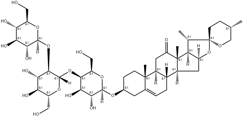 Spirost-5-en-12-one, 3-[(O-β-D-glucopyranosyl-(1→2)-O-β-D-glucopyranosyl-(1→4)-β-D-galactopyranosyl)oxy]-, (3β,25S)- Structure