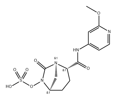 (2S,5R)-N-(2-methoxypyridin-4-yl)-7-oxo-6-(sulfooxy)-1,6-diazabicyclo[3.2.1]octane-2-carboxamide Structure