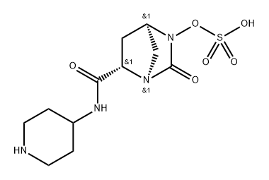 (4R,6S)-2-oxo-N-piperidin-4-yl-3-(sulfooxy)-1,3-diazabicyclo[2.2.1]heptane-6-carboxamide Structure