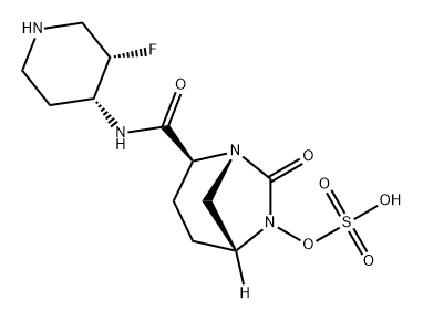 (2S,5R)-7-oxo-N-[(3S,4R)-3-fluoropiperidin-4-yl]-6-(sulfooxy)-1,6-diazabicyclo[3.2.1]octane-2-carboxamide Structure
