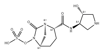 (2S,5R)-N-[(3R,4R)-4-hydroxypyrrolidin-3-yl]-7-oxo-6-(sulfooxy)-1,6-diazabicyclo[3.2.1]octane-2-carboxamide Structure