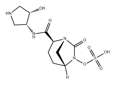 (2S,5R)-N-[(3R,4S)-4-hydroxypyrrolidin-3-yl]-7-oxo-6-(sulfooxy)-1,6-diazabicyclo[3.2.1]octane-2-carboxamide 구조식 이미지