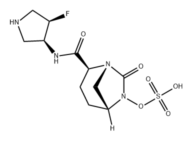 (2S,5R)-N-[(3S,4R)-4-fluoropyrrolidin-3-yl]-7-oxo-6-(sulfooxy)-1,6-diazabicyclo[3.2.1]octane-2-carboxamide 구조식 이미지