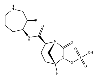 (2S,5R)-N-[(3R,4S)-3-fluoroazepan-4-yl]-7-oxo-6-(sulfooxy)-1,6-diazabicyclo[3.2.1]octane-2-carboxamide Structure