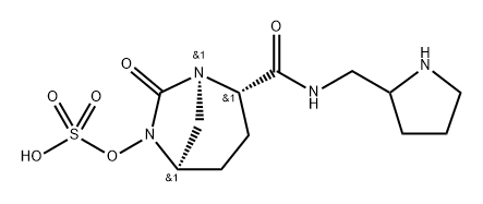 (1R,2S,5R)-7-Oxo-2-[[(2-pyrrolidinylmethyl) amino]carbonyl]-1,6-diazabicyclo[3.2.1]oct-6- yl hydrogen sulfate Structure