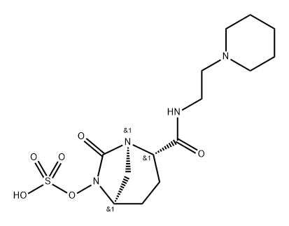 (2S,5R)-7-oxo-N-(2-piperidin-1-ylethyl)-6-(sulfooxy)-1,6-diazabicyclo[3.2.1]octane-2-carboxamide Structure