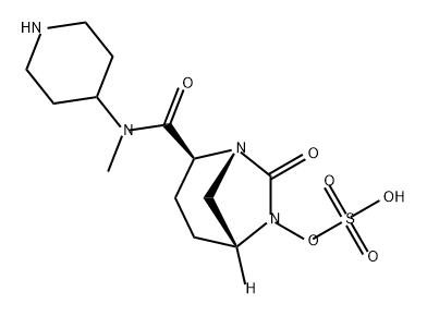 (2S,5R)-N-methyl-7-oxo-N-piperidin-4-yl-6-(sulfooxy)-1,6-diazabicyclo[3.2.1]octane-2-carboxamide Structure