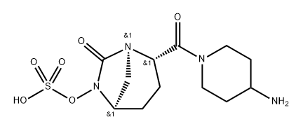 (1R,2S,5R)-2-[(4-Amino-1-piperidinyl)carbonyl] -7-oxo-1,6-diazabicyclo[3.2.1]oct-6-yl hydrogen sulfate Structure