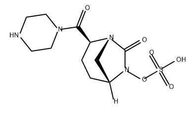 (1R,2S,5R)-7-Oxo-2-(1-piperazinylcarbonyl)-1, 6-diazabicyclo[3.2.1]oct-6-yl hydrogen sulfate Structure