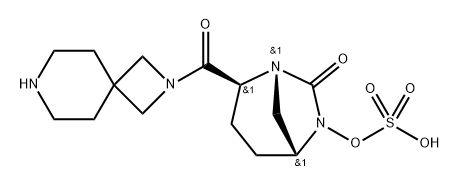 (1R,2S,5R)-2-(2,7-Diazaspiro[3.5]non-2- ylcarbonyl)-7-oxo-1,6-diazabicyclo[3.2.1]oct-6- yl hydrogen sulfate Structure