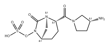 (1R,2S,5R)-2-[[(3R)-3-Amino-1-pyrrolidinyl] carbonyl]-7-oxo-1,6-diazabicyclo[3.2.1]oct-6- yl hydrogen sulfate 구조식 이미지