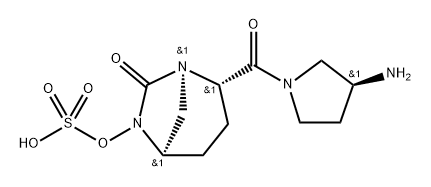 (1R,2S,5R)-2-[[(3S)-3-Amino-1-pyrrolidinyl] carbonyl]-7-oxo-1,6-diazabicyclo[3.2.1]oct-6- yl hydrogen sulfate Structure