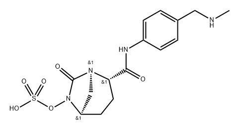 (2S,5R)-N-{4-[(methylamino)methyl]phenyl}-7-oxo-6-(sulfooxy)-1,6-diazabicyclo[3.2.1]octane-2-carboxamide Structure