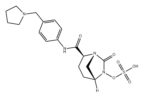 (2S,5R)-N-{4-[(pyrrolidinyl)methyl]phenyl}-7-oxo-6-(sulfooxy)-1,6-diazabicyclo[3.2.1]octane-2-carboxamide 구조식 이미지