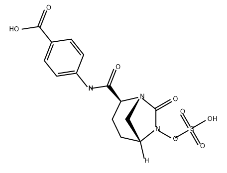 4-({[(2S,5R)-7-oxo-6-(sulfooxy)-1,6-diazabicyclo[3.2.1]oct-2-yl]carbonyl}amino)benzoic acid Structure