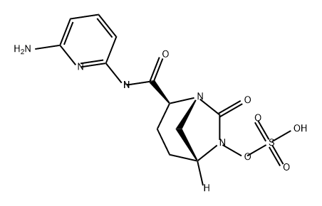 (2S,5R)-N-(6-aminopyridin-2-yl)-7-oxo-6-(sulfooxy)-1,6-diazabicyclo[3.2.1]octane-2-carboxamide Structure