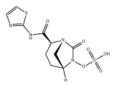 (2S,5R)-7-oxo-6-(sulfooxy)-N-1,3-thiazol-2-yl-1,6-diazabicyclo[3.2.1]octane-2-carboxamide 구조식 이미지