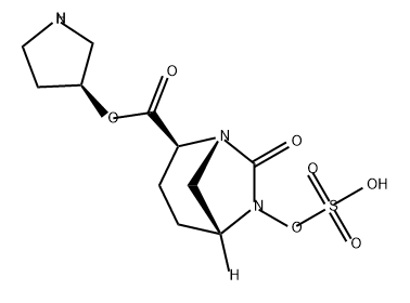 2-(3S)-3-Pyrrolidinyl (1R,2S,5R)-7-oxo-6- (sulfooxy)-1,6-diazabicyclo[3.2.1]octane-2- carboxylate 구조식 이미지