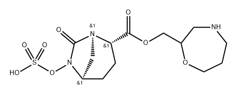 2-[(Hexahydro-1,4-oxazepin-2-yl)methyl] (1R, 2S,5R)-7-oxo-6-(sulfooxy)-1,6-diazabicyclo [3.2.1]octane-2-carboxylate Structure