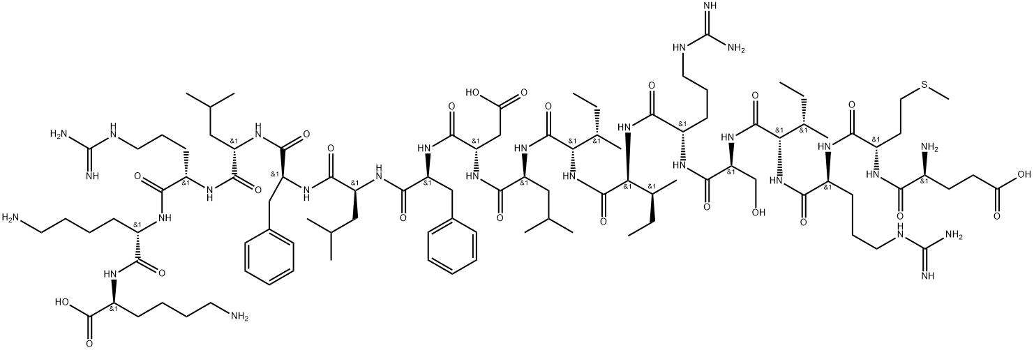 L-Lysine, L-α-glutamyl-L-methionyl-L-arginyl-L-isoleucyl-L-seryl-L-arginyl-L-isoleucyl-L-isoleucyl-L-leucyl-L-α-aspartyl-L-phenylalanyl-L-leucyl-L-phenylalanyl-L-leucyl-L-arginyl-L-lysyl- Structure
