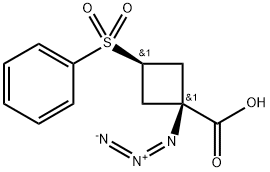 Cyclobutanecarboxylic acid, 1-azido-3-(phenylsulfonyl)-, cis- Structure