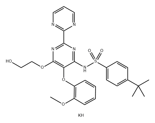 Potassium ((4-(tert-butyl)phenyl)sulfonyl)(6-(2-hydroxyethoxy)-5-(2-methoxyphenoxy)-[2,2''-bipyrimidin]-4-yl)amide Structure