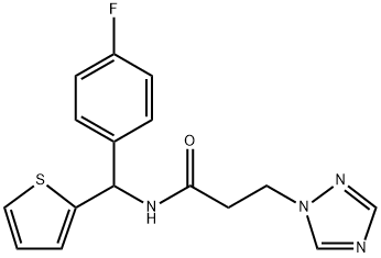 N-((4-fluorophenyl)(Thien-2-yl)methyl)-3-(1H-1,2,4-triazole-1-yl)propionamide Structure