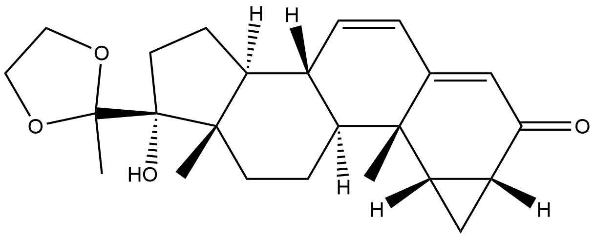 3'H-Cycloprop[1,2]pregna-1,4,6-triene-3,20-dione, 1,2-dihydro-17-hydroxy-, cyclic 20-(1,2-ethanediyl acetal), (1β,2β)- Structure