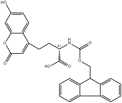 FMoc-(7-hydroxycouMarin-4-yl)-ethyl-Gly-OH, FMoc-(uMbellifer-4-yl)-ethyl-Gly-OH Structure