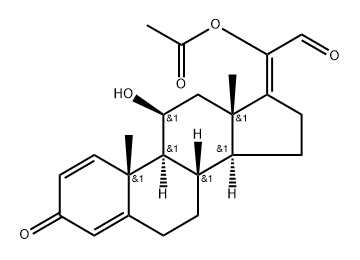 (11β,17Z)-20-(Acetyloxy)-11-hydroxy-3-oxopregna-1,4,17(20)-trien-21-al Structure