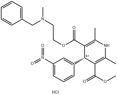 3,5-Pyridinedicarboxylic acid, 1,4-dihydro-2,6-dimethyl-4-(3-nitrophenyl)-, 3-methyl 5-[2-[methyl(phenylmethyl)amino]ethyl] ester, hydrochloride (1:1), (4S)- Structure