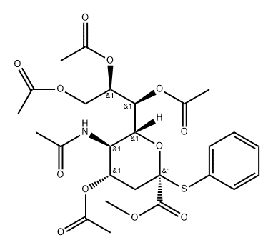 β-Neuraminic acid, N-acetyl-2-S-phenyl-2-thio-, methyl ester, 4,7,8,9-tetraacetate Structure