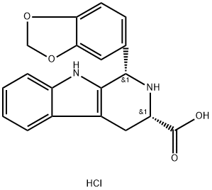 1H-Pyrido[3,4-b]indole-3-carboxylic acid, 1-(1,3-benzodioxol-5-yl)-2,3,4,9-tetrahydro-, hydrochloride (1:1), (1S,3S)- Structure