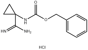 Carbamic acid, N-[1-(aminoiminomethyl)cyclopropyl]-, phenylmethyl ester, hydrochloride (1:1) 구조식 이미지