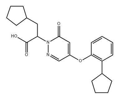 1(6H)-Pyridazineacetic acid, α-(cyclopentylmethyl)-4-(2-cyclopentylphenoxy)-6-oxo- 구조식 이미지