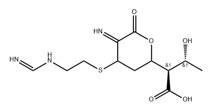 D-glycero-Heptaric acid, 2,4,6-trideoxy-2-[(1R)-1-hydroxyethyl]-6-imino-5-S-[2-[(iminomethyl)amino]ethyl]-5-thio-, 7,3-lactone, (3ξ,5ξ)- 구조식 이미지