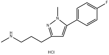 {3-[5-(4-Fluorophenyl)-1-methyl-1H-pyrazol-3-yl]propyl}(methyl)amine hydrochloride Structure