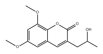 2H-1-Benzopyran-2-one, 3-(2-hydroxypropyl)-6,8-dimethoxy-, (+)- Structure