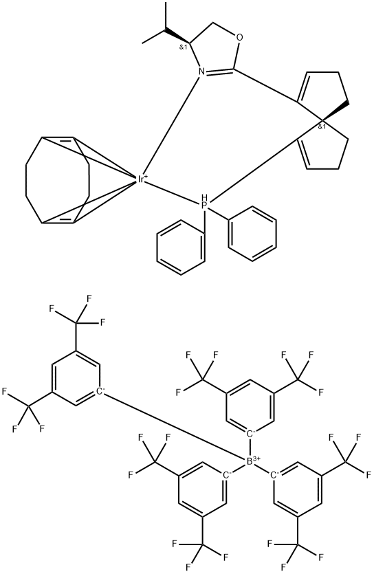 1,5-cyclooctadiene{(4S)-(+)-2-[(5S)-6-(diphenylphosphino)spiro[4.4]nona-1.6-dien-1-yl]-4,5-dihydro-4-(i-propyl)oxazole}iridiuM(I) tetrakis[3,5-bis(trifluoroMethyl)phenyl]borate 구조식 이미지