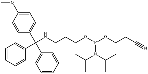 2-Cyanoethyl 3-[[(4-methoxyphenyl)diphenylmethyl]amino]propyl N,N-bis(1-methylethyl)phosphoramidite 구조식 이미지