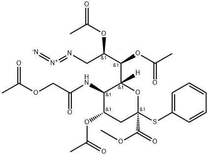 Methyl (Phenyl 5-Acetoxyacetamido-4,7,8-tri-O-acetyl-9-azido-3,5,9-trideoxy-2-thio-D-glycero-beta-D-galacto-2-nonulopyranosid)onate Structure