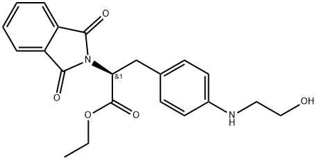 2H-Isoindole-2-acetic acid, 1,3-dihydro-α-[[4-[(2-hydroxyethyl)amino]phenyl]methyl]-1,3-dioxo-, ethyl ester, (αS)- Structure