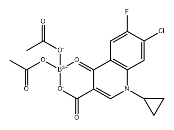 boron(3+) 7-chloro-1-cyclopropyl-6-fluoro-4-oxo-1,4-dihydroquinoline-3-carboxylate diacetate Structure