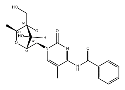 Benzamide, N-[1-[2,5-anhydro-6-deoxy-4-C-(hydroxymethyl)-α-L-mannofuranosyl]-1,2-dihydro-5-methyl-2-oxo-4-pyrimidinyl]- Structure